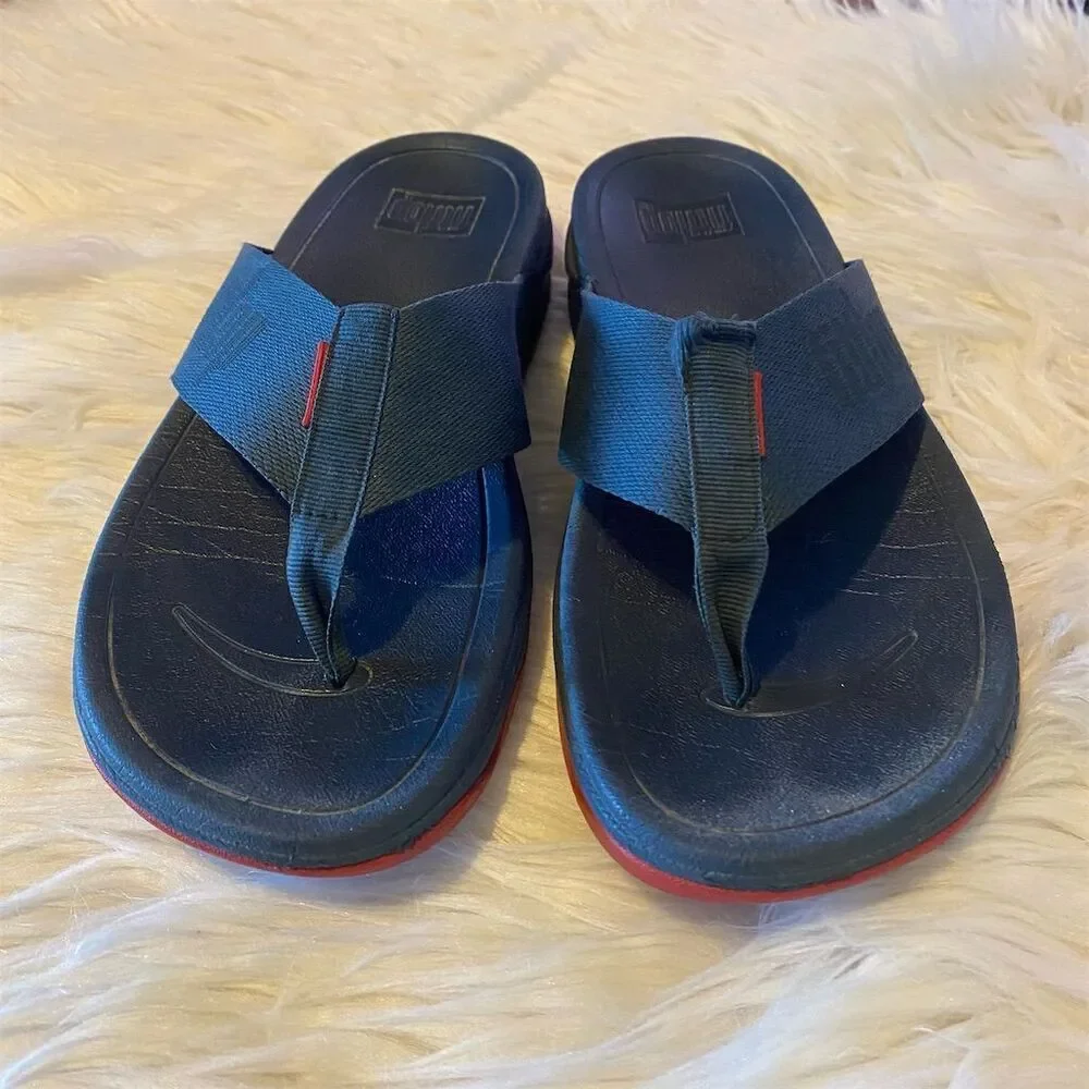 FitFlop Surfa Men's Thong Sandals Size 8 Blue Casual Summer Comfort
